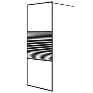vidaXL Pregrada za tu&scaron; crna 80 x 195 cm s prozirnim staklom ESG