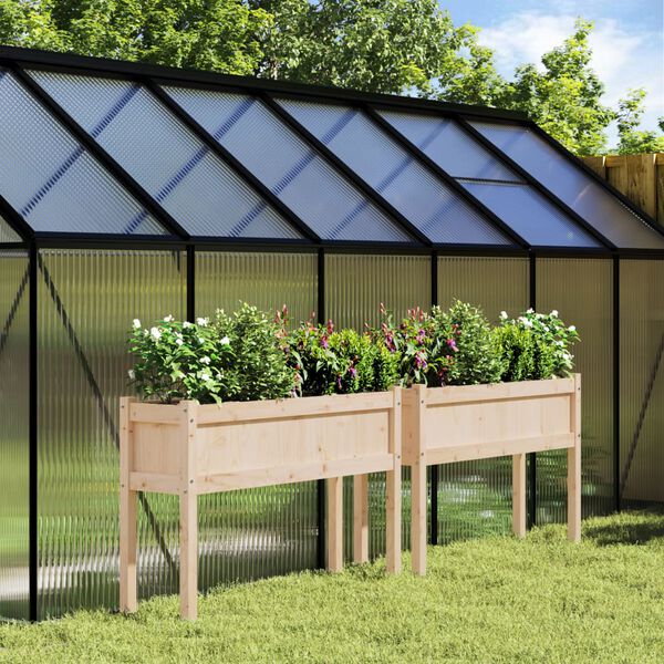 vidaXL Vrtne sadilice s nogama 2 kom od masivne borovine