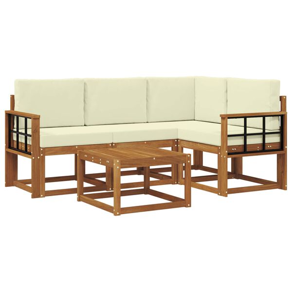 vidaXL Set vanjskih sofa s jastukom 5 pcs Prirodna i krem