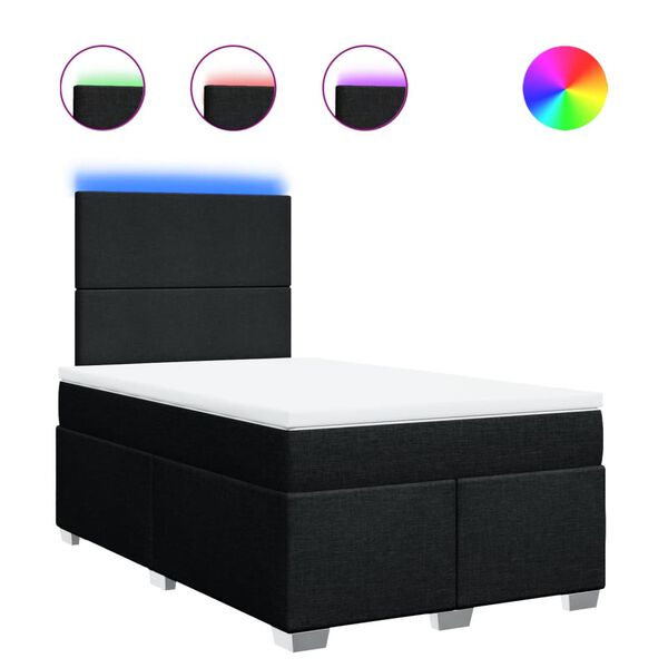 vidaXL Krevet s oprugama i madracem crni 120 x 200cm od tkanine