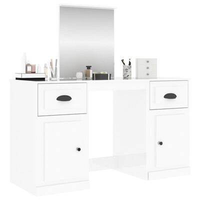 vidaXL Toaletni stolić s ogledalom visoki sjaj bijeli 130x50x132,5 cm
