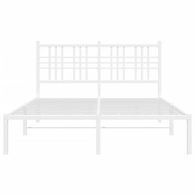 vidaXL Metalni okvir za krevet s uzglavljem bijeli 135x190 cm