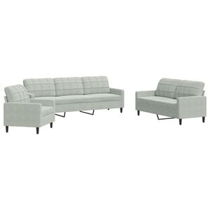 vidaXL 3-dijelni set sofa s jastucima svjetlosivi bar&scaron;unasti