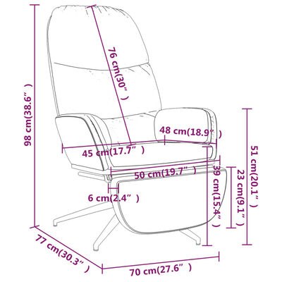 vidaXL Stolica za opuštanje s osloncem od sjajne umjetne smeđe kože