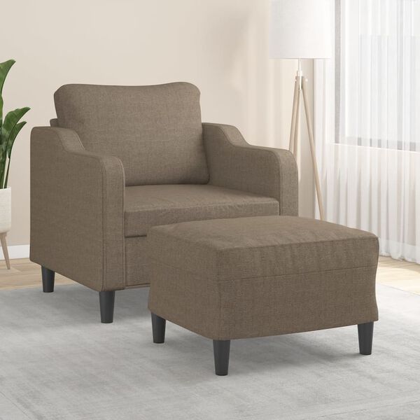 vidaXL Fotelja s tabureom smeđesiva 60 cm od tkanine