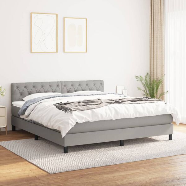 vidaXL Krevet box spring s madracem svjetlosiva 160x200 cm tkanina