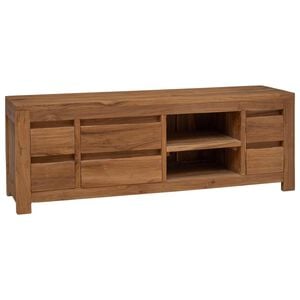 vidaXL TV komoda 110 x 30 x 40 cm Prirodna Čvrsto teak drvo
