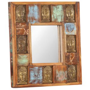 vidaXL Ogledalo s likom Buddhe 50 x 50 cm od masivnog obnovljenog drva