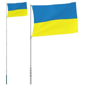 vidaXL Ukrajinska zastava i jarbol 5,55 m aluminijski