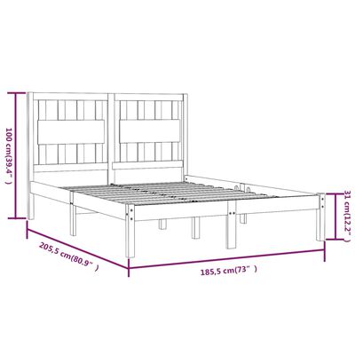 vidaXL Okvir za krevet od borovine crni 180 x 200 cm bračni