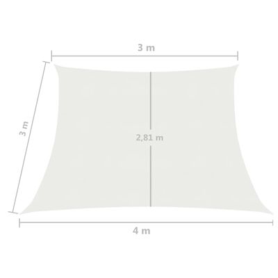 vidaXL Jedro za zaštitu od sunca 160 g/m² bijelo 3/4 x 3 m HDPE