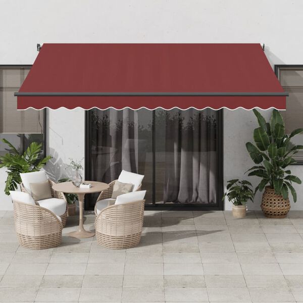 vidaXL Tenda na ručno uvlačenje bordo 400 x 350 cm