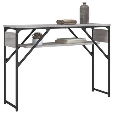 vidaXL Konzolni stol s policama siva boja hrasta 105x30x75 cm
