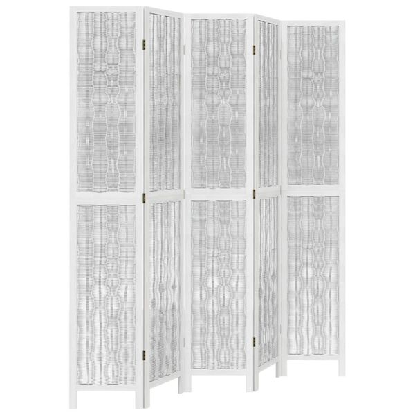 vidaXL Sobna pregrada s 5 panela bijela od masivnog drva paulovnije