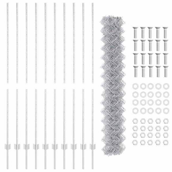vidaXL Ograda s postovima Srebrno 1,6 x 10 m Čelik