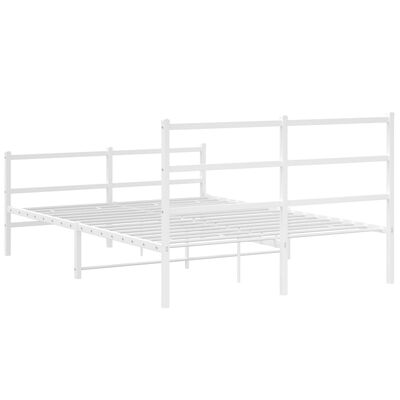 vidaXL Metalni okvir kreveta uzglavlje i podnožje bijeli 140 x 190 cm