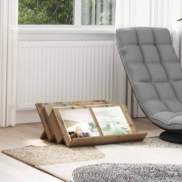 vidaXL Polica za časopise s policom Umjetnički hrast 65 x 53 x 28,5 cm