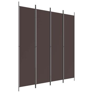 vidaXL Sobna pregrada s 4 panela smeđa 200 x 220 cm od tkanine