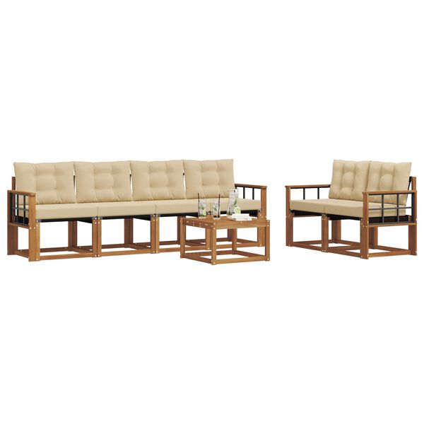 vidaXL Set vanjskih sofa s jastukom 7 pcs Prirodna i bež