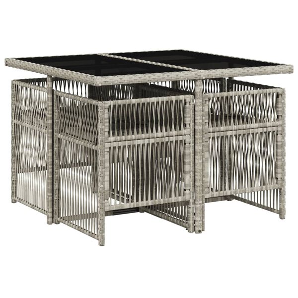 vidaXL 5-dijelni vrtni blagovaonski set od poliratana s jastucima sivi