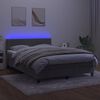vidaXL Krevet box spring s madracem LED svjetlosivi 140x200 cm bar&scaron;un