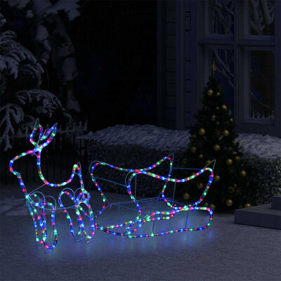 vidaXL Ukrasni božićni sob i sanjke vanjski s 252 s LED žaruljama