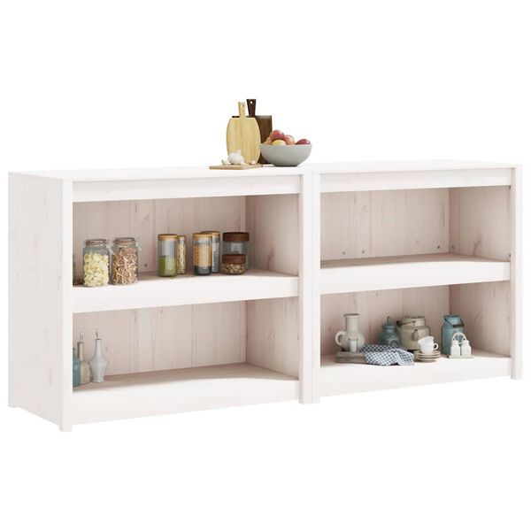 vidaXL Vanjski kuhinjski ormarići 2 kom bijeli od masivne borovine