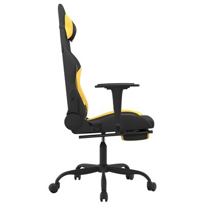 vidaXL Masažna igraća stolica od tkanine s osloncem za noge crno-žuta