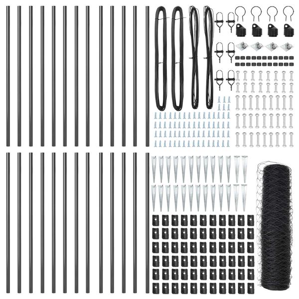 vidaXL Stup za ogradu Siva 50 x 1 m (mreža 36 mm) Čelik i PVC