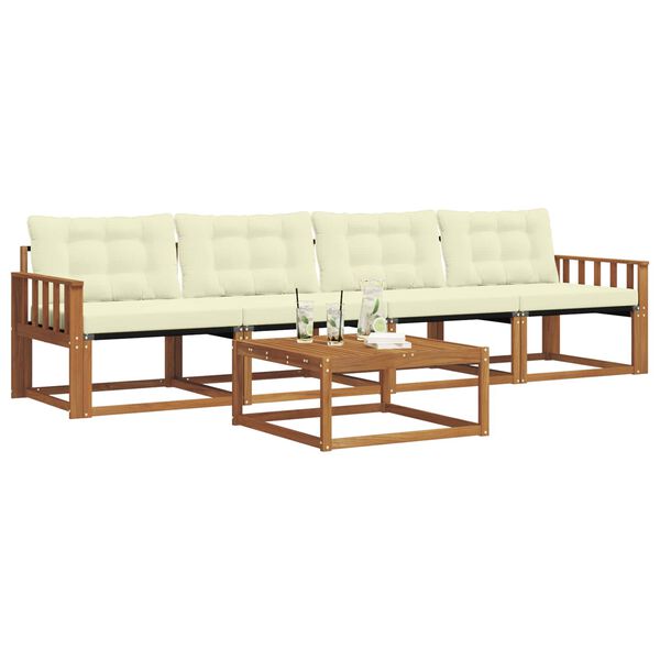 vidaXL Set vanjskih sofa s jastukom 5 pcs Prirodna i krem