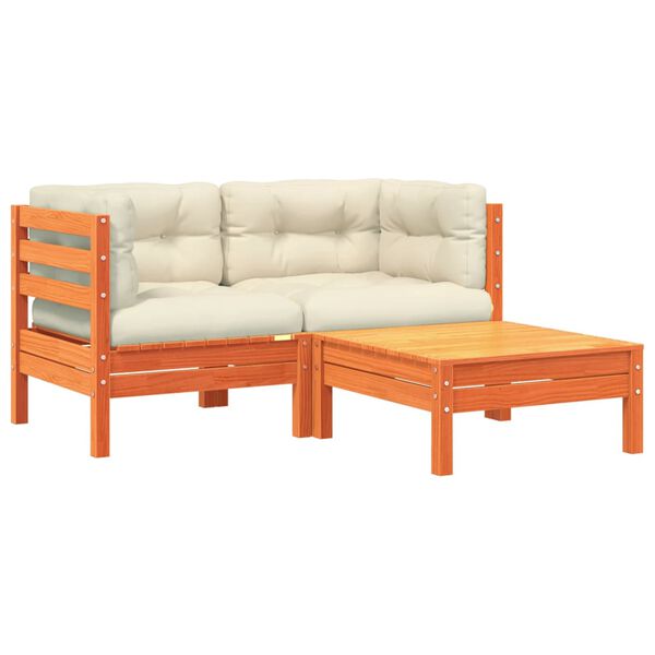 vidaXL Vrtni dvosjed s jastucima i tabureom