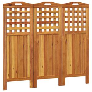 vidaXL Sobna pregrada s 3 panela 121,5x2x115 cm masivno bagremovo drvo