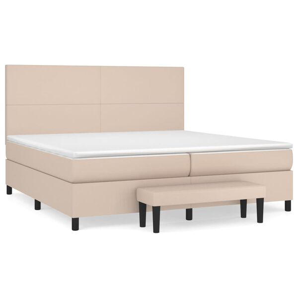 vidaXL Krevet box spring s madracem cappuccino 200x200cm umjetna koža