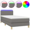 vidaXL Krevet box spring s madracem LED tamnosivi 100x200 cm tkanina