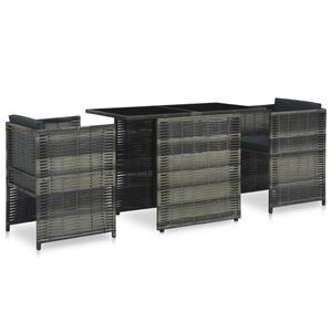 vidaXL 3-dijelni bistro set od poliratana s jastucima sivi