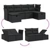 vidaXL 6-dijelni set vrtnih sofa s jastucima crni od poliratana
