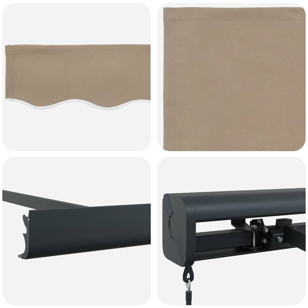 vidaXL Skrovita tenda Bež 300 x 250 cm Tkanina i Metal