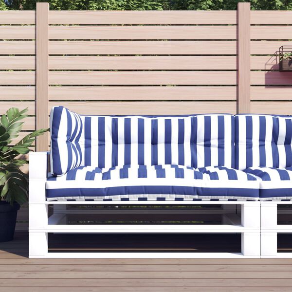 vidaXL Jastuci za palete 3 kom plavo-bijeli prugasti od tkanine