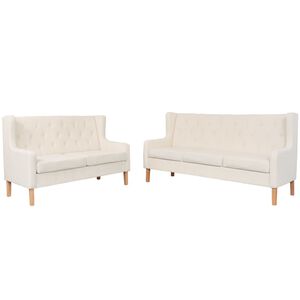 vidaXL 2-dijelni set sofa od tkanine krem bijeli