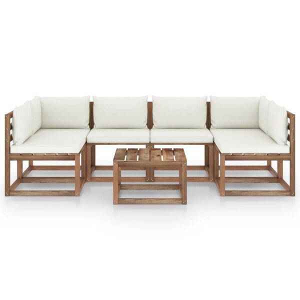 vidaXL 7-dijelna vrtna garnitura od paleta od borovine s jastucima