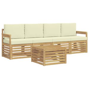 vidaXL Set vanjskih sofa 5 kom. Bijela i krem Poliester
