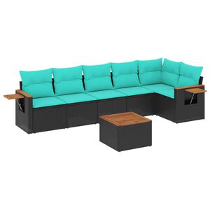 vidaXL 7-dijelni set vrtnih sofa od poliratana s jastucima crni