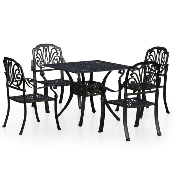 vidaXL 5-dijelni bistro set od lijevanog aluminija crni
