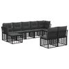 vidaXL Set vanjskih sofa s jastukom 9 pcs Crna i tamno siva Poliester
