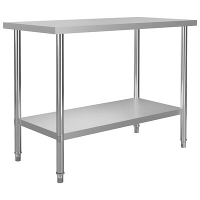 vidaXL Kuhinjski radni stol 120 x 60 x 85 cm od nehrđajućeg čelika