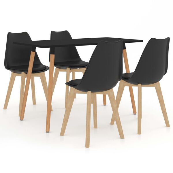 vidaXL 5-dijelni blagovaonski set crni