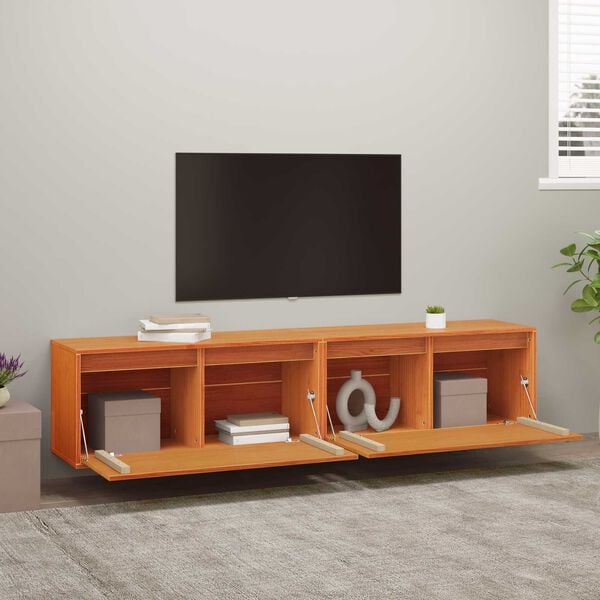 vidaXL Ormar za Zid s policom Zidne 2 pcs Vosak smeđa 80 x 30 x 35 cm