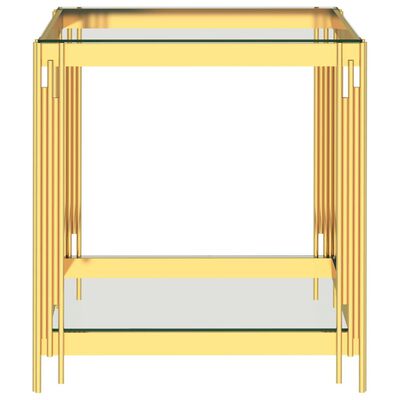 vidaXL Stolić za kavu zlatni 55 x 55 x 55 cm nehrđajući čelik i staklo