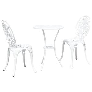vidaXL Bistro set za vrt 3 pcs Bijelo Aluminij