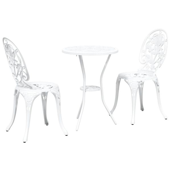 vidaXL Bistro set za vrt 3 pcs Bijelo Aluminij